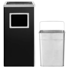 Coș de gunoi cu scrumieră, pentru hotel, negru, oțel, 45 L - Img 2