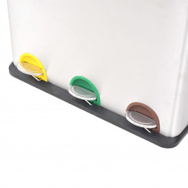 Coș gunoi cu pedale pentru reciclare, oțel inoxidabil, 3 x 18 L - Img 3