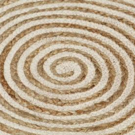 Covor manual cu imprimeu spirală, alb, 90 cm, iută - Img 4