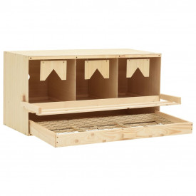 Cuibar găini cu 3 compartimente, 72x33x38 cm, lemn masiv pin - Img 4