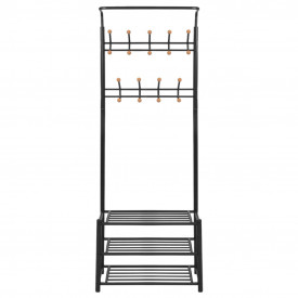 Cuier cu rafturi pentru pantofi, 68 x 32 x 182,5 cm, negru - Img 2