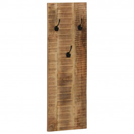 Cuier haine de perete, 2 buc., lemn masiv de mango 36x110x3 cm - Img 9