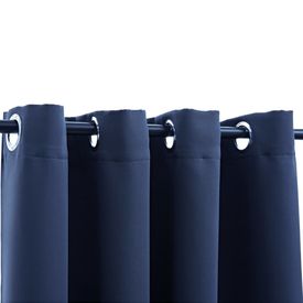Draperie opacă cu inele metalice, albastru, 290 x 245 cm - Img 3