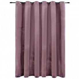 Draperie opacă roz antichizat 290x245 cm catifea inele metalice