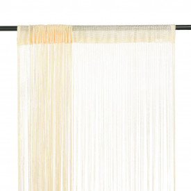 Draperii cu franjuri, 2 buc., 100 x 250 cm, crem - Img 1