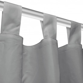 Draperii micro-satin cu bride, 2 buc, 140 x 225 cm, gri - Img 4