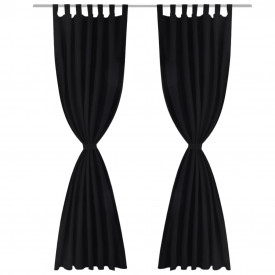 Draperii micro-satin cu bride, 2 buc, 140 x 245 cm, negru - Img 2