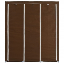 Dulap cu bare și compartimente, maro, 150x45x175 cm, textil - Img 5