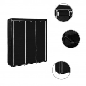 Dulap cu bare și compartimente, negru, 150x45x175 cm - Img 2