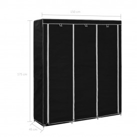 Dulap cu bare și compartimente, negru, 150x45x175 cm - Img 11