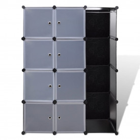 Dulap modular cu 9 compartimente, 37x115x150 cm, negru și alb - Img 3