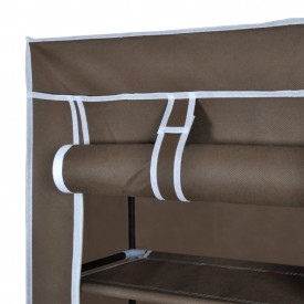 Dulap pantofi cu husă din material textil 57 x 29 x 162 cm, Maro - Img 5