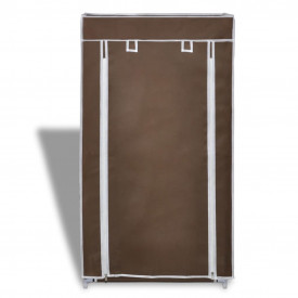Dulap pantofi cu husă din material textil, 58 x 28 x 106 cm, Maro - Img 2