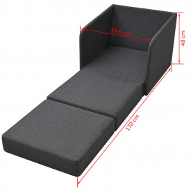 Fotoliu extensibil material textil 59,5x72x72,5cm gri închis - Img 6