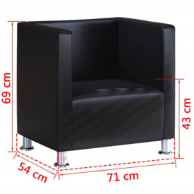 Fotoliu model cub, piele artificială, negru - Img 5