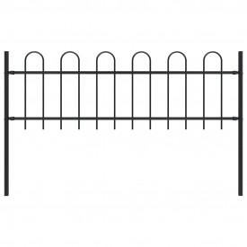 Gard de grădină cu vârf curbat, negru, 1,7 x 0,6 m, oțel
