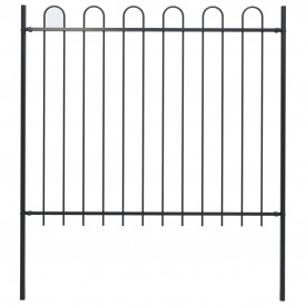 Gard de grădină cu vârf curbat, negru, 1,7 x 1,5 m, oțel