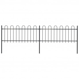 Gard de grădină cu vârf curbat, negru, 3,4 x 0,8 m, oțel