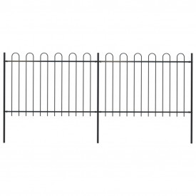 Gard de grădină cu vârf curbat, negru, 3,4 x 1,2 m, oțel