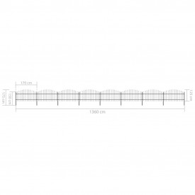 Gard de grădină cu vârf suliță, negru, (1-1,25)x13,6 m oțel - Img 5