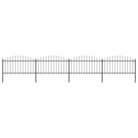 Gard de grădină cu vârf suliță, negru, (1,25-1,5)x6,8 m oțel