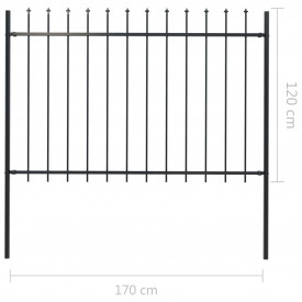 Gard de grădină cu vârf suliță, negru, 1,7 x 1,2 m, oțel - Img 5