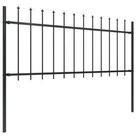 Gard de grădină cu vârf suliță, negru, 13,6 x 0,8 m, oțel