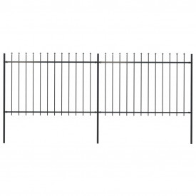 Gard de grădină cu vârf suliță, negru, 3,4 x 1,2 m, oțel