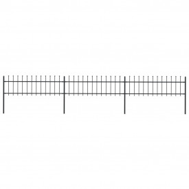 Gard de grădină cu vârf suliță, negru, 5,1 x 0,6 m, oțel