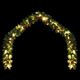 Ghirlandă de Crăciun decorată cu globuri și becuri LED, 10 m - Img 3