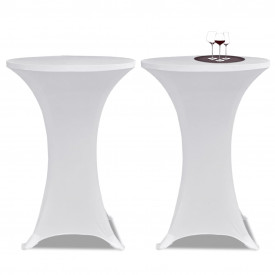 Husă de masă cu picior Ø70 cm, 4 buc., alb, elastic - Img 2