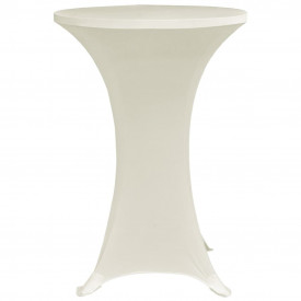 Husă de masă cu picior Ø70 cm, 4 buc., crem, elastic - Img 4