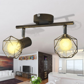 Lustră cadru sârmă stil industrial 2 becuri LED cu filament, negru - Img 2