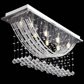 Lustră cu mărgele strălucitoare din sticlă, 8 x G9, 29 cm, alb - Img 4