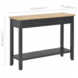 Masă consolă, negru, 110 x 35 x 80 cm, lemn - Img 8