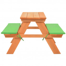 Masă cu bănci pentru picnic copii 89x79x50cm lemn masiv brad - Img 2