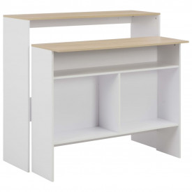Masă de bar cu 2 blaturi, alb, 130x40x120 cm