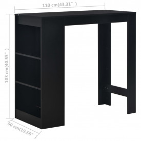 Masă de bar cu raft, negru, 110 x 50 x 103 cm - Img 6