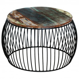 Masă de cafea rotundă, lemn reciclat de esență tare, 68x43 cm - Img 7