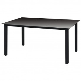Masă de grădină din sticlă și aluminiu 150 x 90 x 74 cm, negru