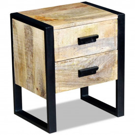 Masă laterală cu 2 sertare din lemn solid de mango, 43x33x51 cm - Img 2