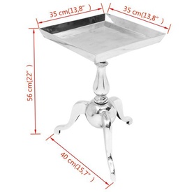 Masă laterală pătrată din aluminiu, argintiu - Img 4