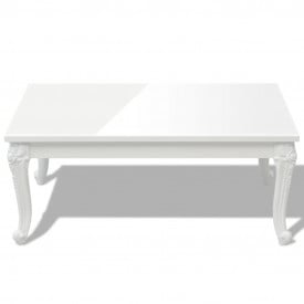 Măsuță de cafea din fibră de sticlă lucioasă 100x60x42 cm albă - Img 3