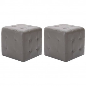 Noptiere, 2 buc., gri, 30x30x30 cm, piele ecologică