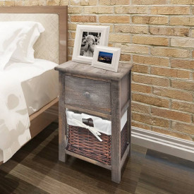 Noptiere shabby chic din lemn, 2 buc, maro