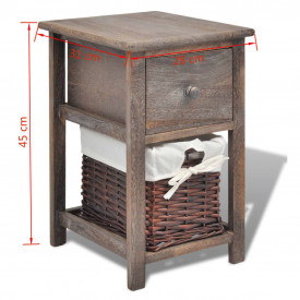 Noptiere shabby chic din lemn, 2 buc, maro - Img 7