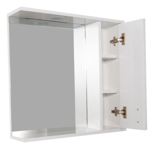 Oglinda baie cu dulap GN0001, dreptunghiulara, PAL Lucios, iluminare led, 3 rafturi, 70 cm, alb - Img 2