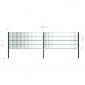 Panou de gard cu stâlpi, verde, 3,4 x 0,8 m, fier - Img 5