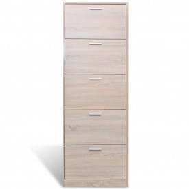 Pantofar cu 5 compartimente din lemn, aspect de stejar - Img 3