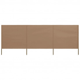 Paravan anti-vânt cu 3 panouri, gri taupe, 400x120 cm, textil - Img 3
